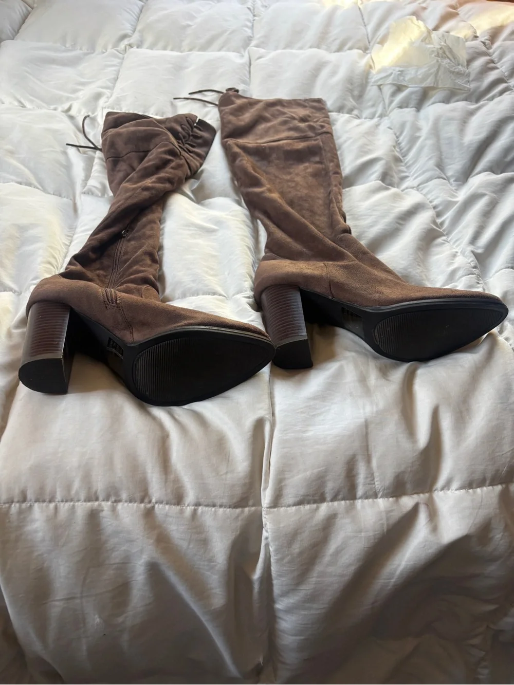 Women's Brown Over-the-Knee Lace-Up Block Heel Boots